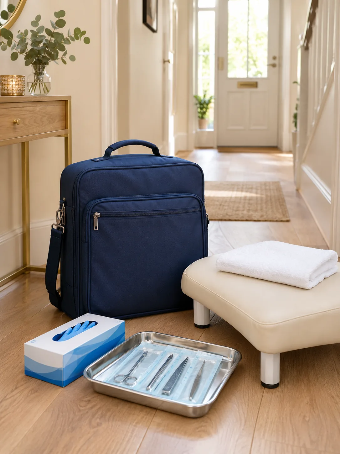Alexandri home-visit foot care kit ready for a visit in Eastbourne